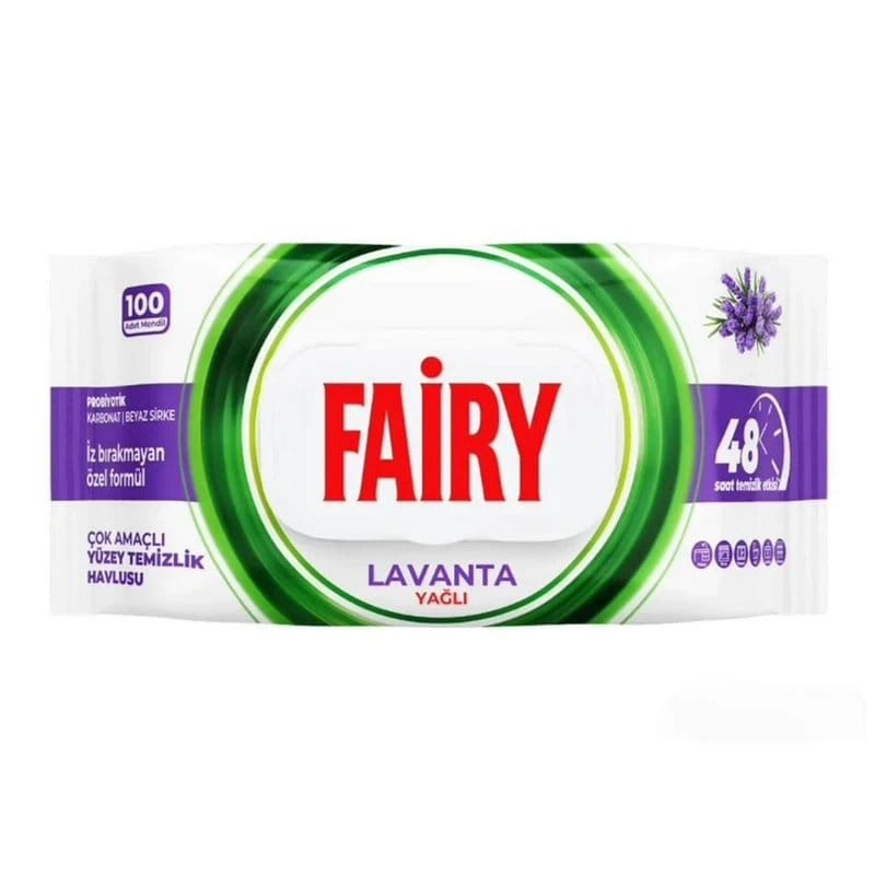fairy_800x800 دستمال مرطوب فیری چندمنظوره مدل اسطوخودوس بسته 100 عددی