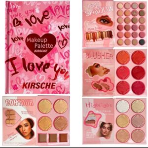 پالت آرایشی کتابی Kirsche مدل I Love You (مجموعه کامل سایه، رژگونه، هایلایتر و کانتور)