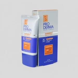 تیوب و جعبه کرم ضد آفتاب مردانه پرودرما سان وست SPF 50 فاقد چربی حاوی عصاره کالاندولا