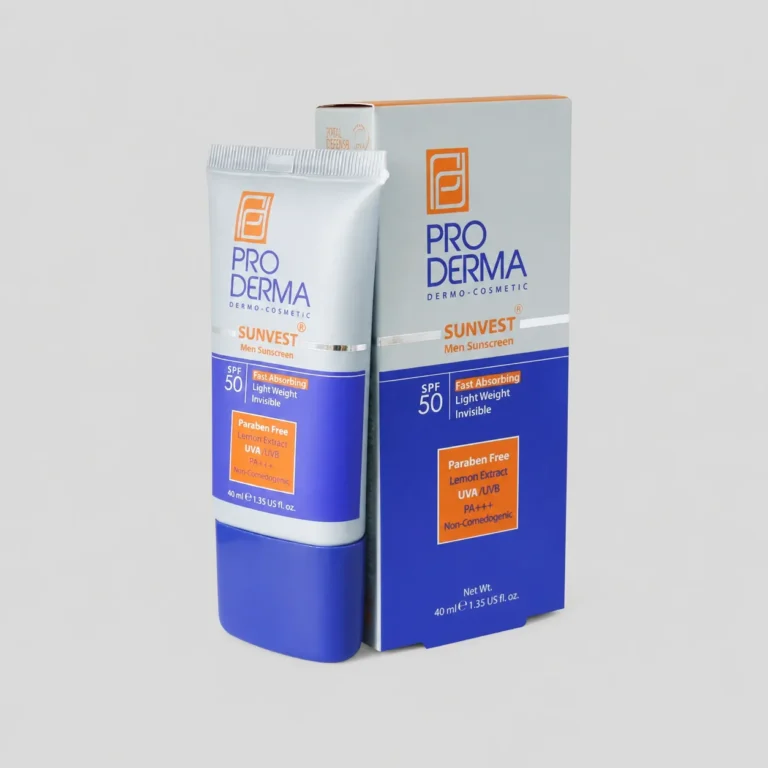 تیوب و جعبه کرم ضد آفتاب مردانه پرودرما سان وست SPF 50 فاقد چربی حاوی عصاره کالاندولا